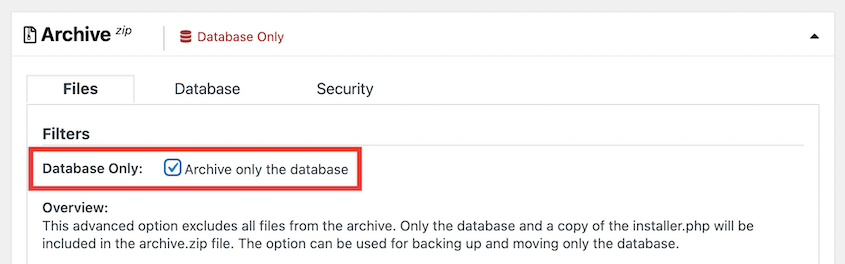 Archive database only