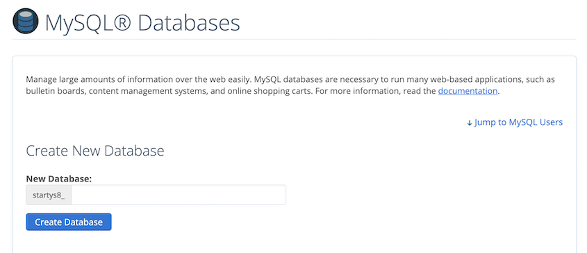Create MySQL database