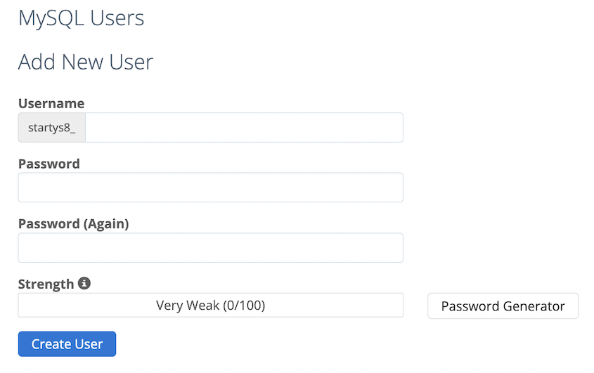 Create MySQL user