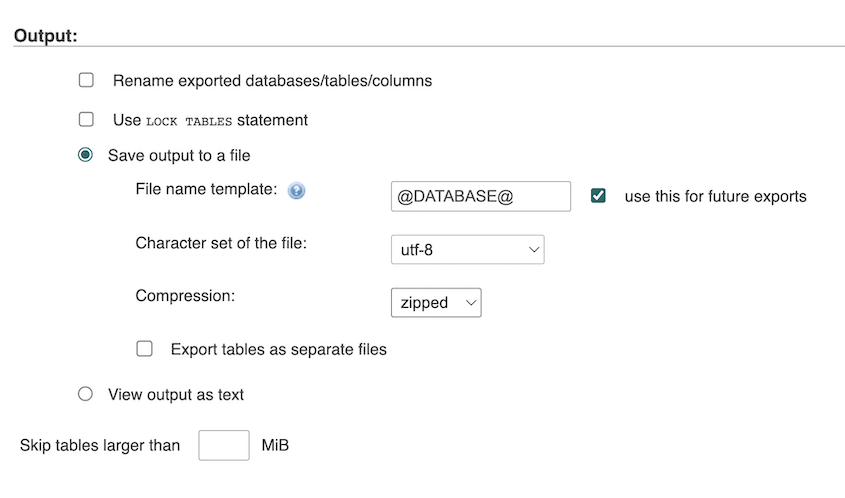 Database output