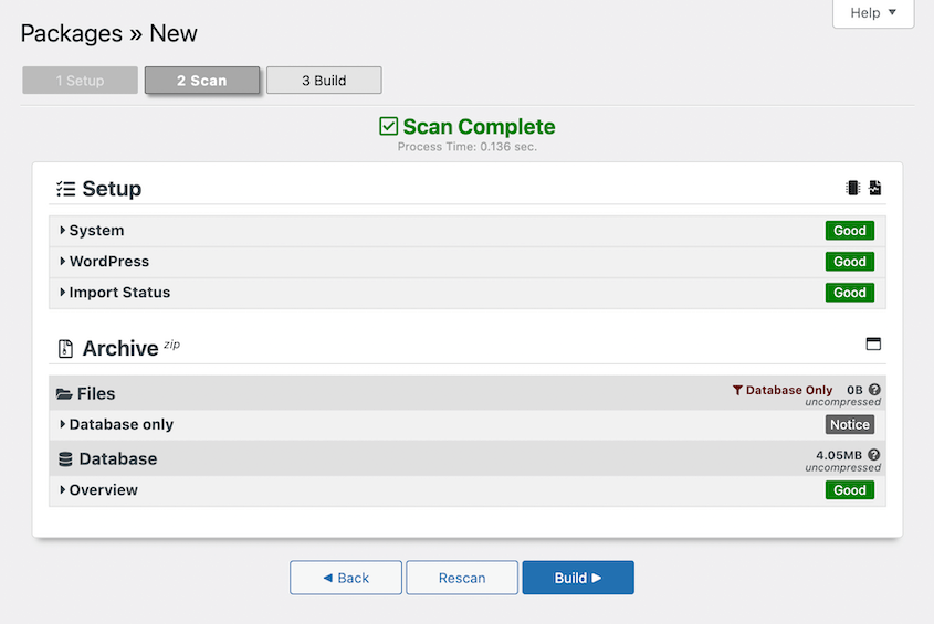 Database scan