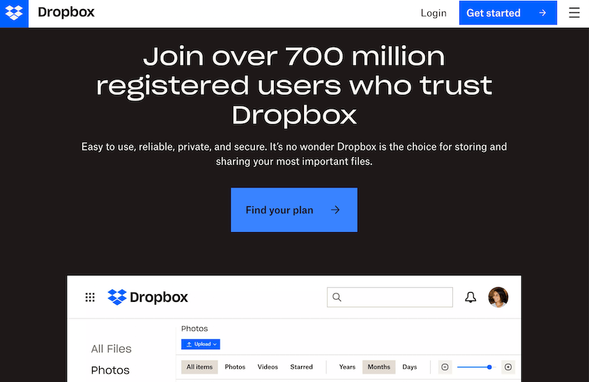 Dropbox website
