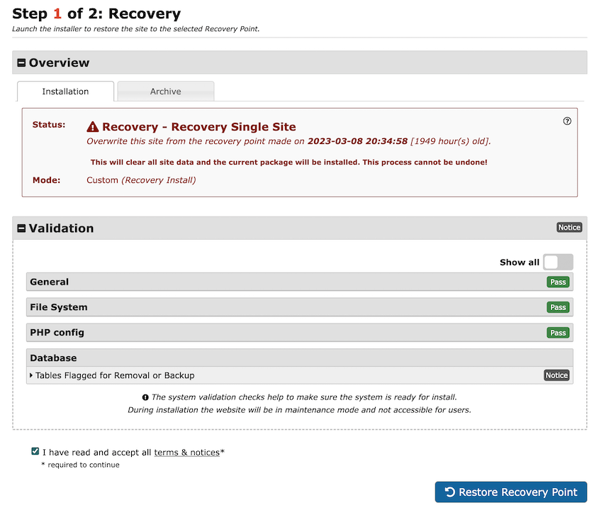 Duplicator recovery wizard