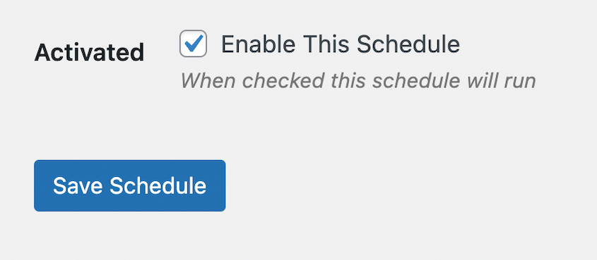 Enable backup schedule