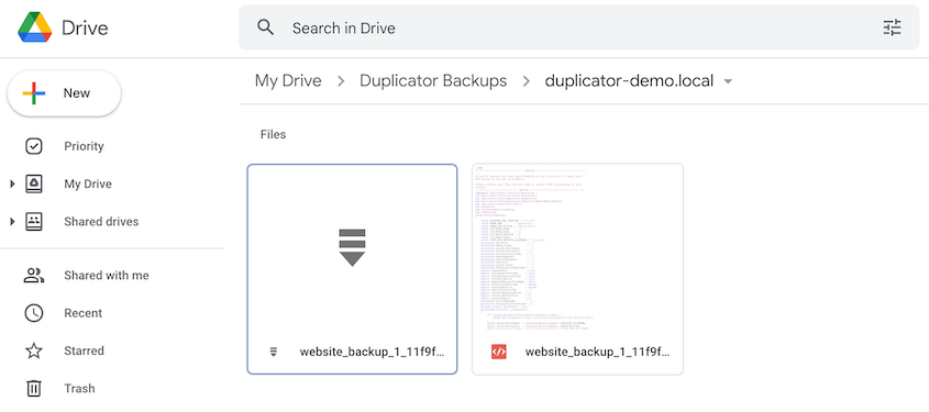 Google Drive Duplicator backups