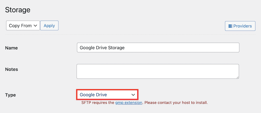 Google Drive storage