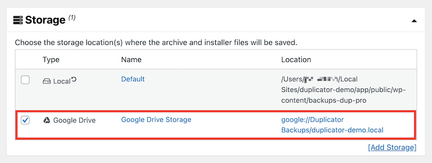 Select Google Drive storage