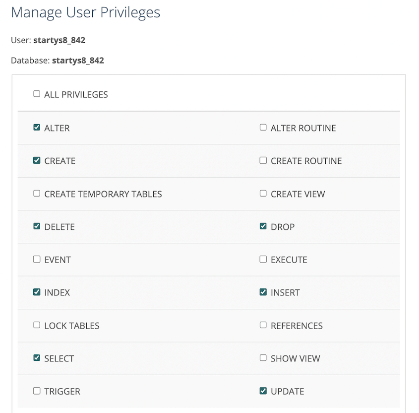 User privileges