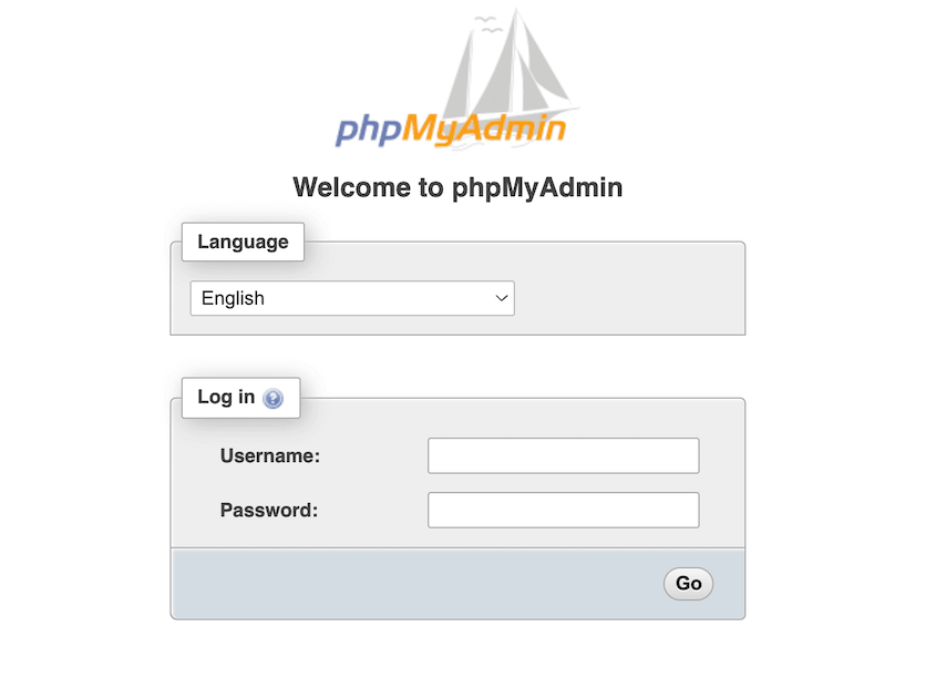 phpMyAdmin login