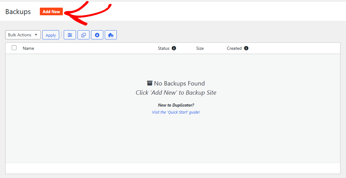 Add new - Duplicator
