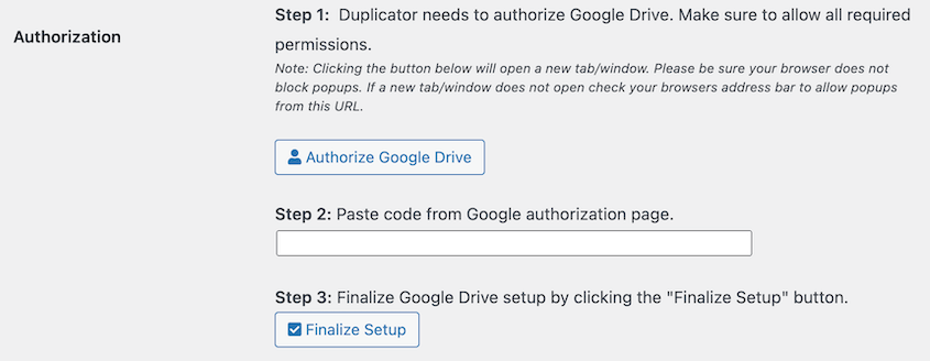 Authorize Google Drive