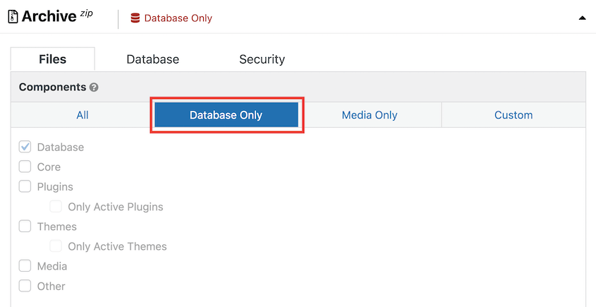 Backup WordPress database