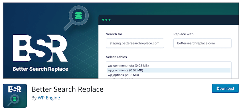 Better Search Replace plugin