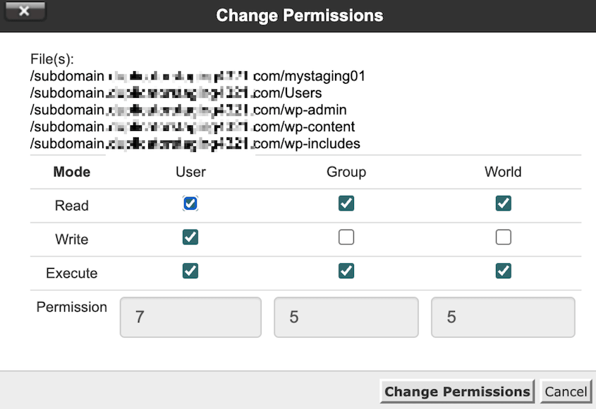 Change file permissions