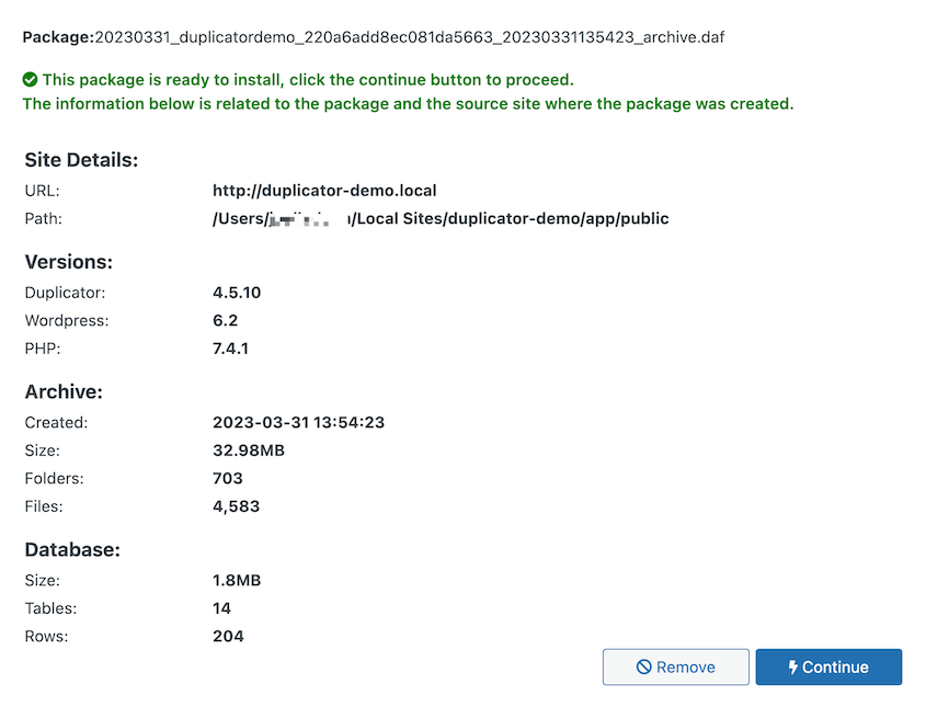 DupArchive import details