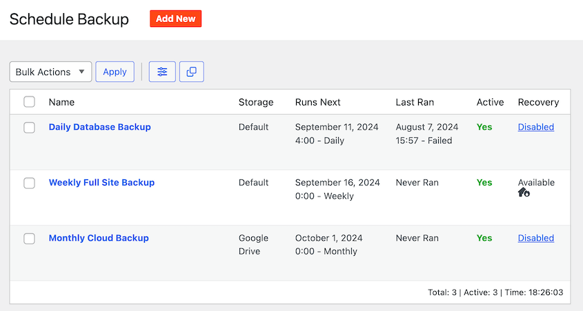 Duplicator scheduled backups