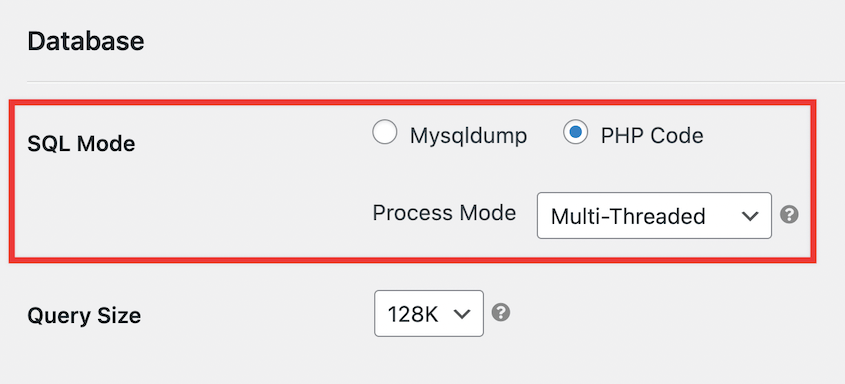 Large site database settings