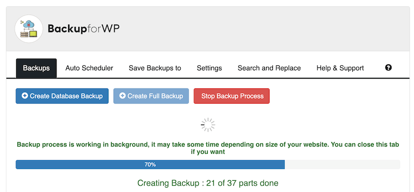 WP Database Backup creating new backup