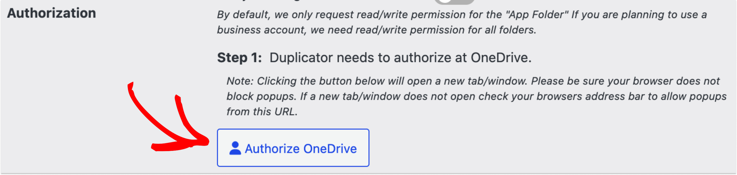 Authorize-OneDrive - Duplicator