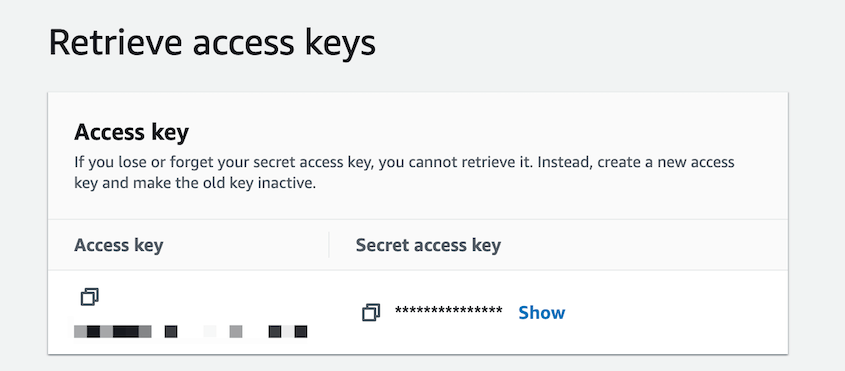 Amazon S3 access keys