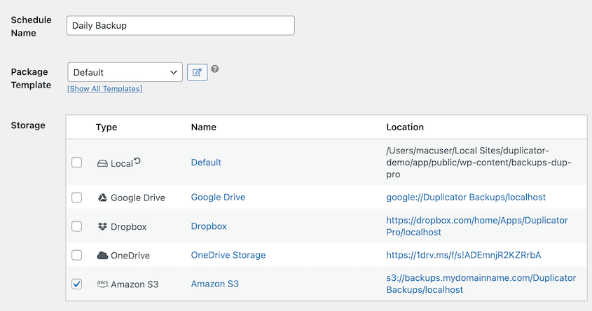 Amazon S3 automatic backup schedule