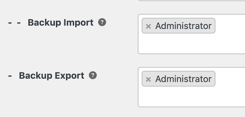 Backup migration access settings