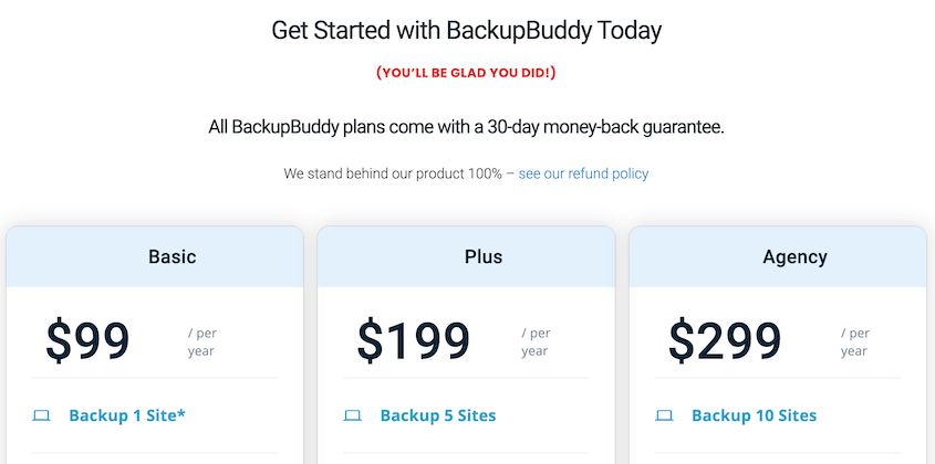 BackupBuddy pricing