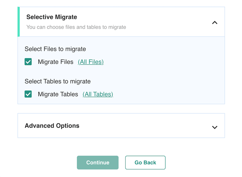 BlogVault selective migration