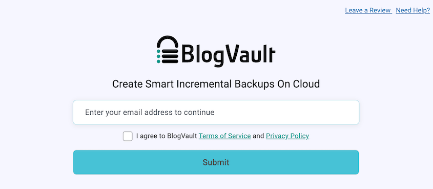 BlogVault signup