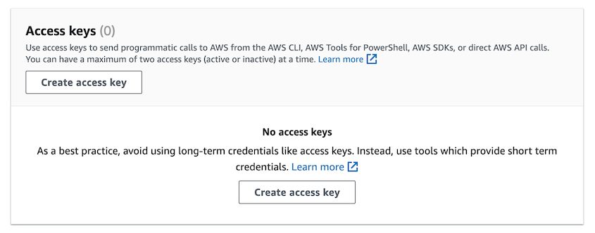 Create Amazon S3 access key