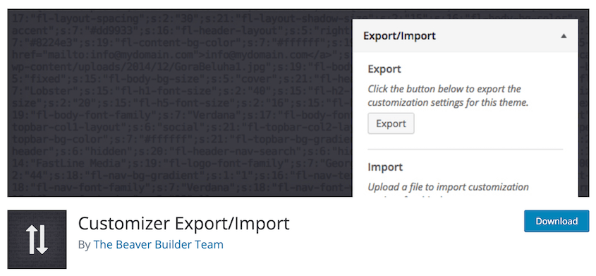 Customizer Export Import plugin