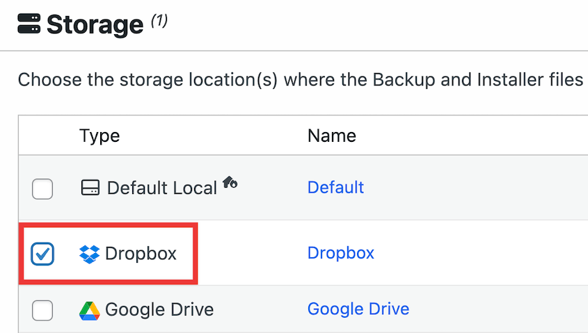 Dropbox backup