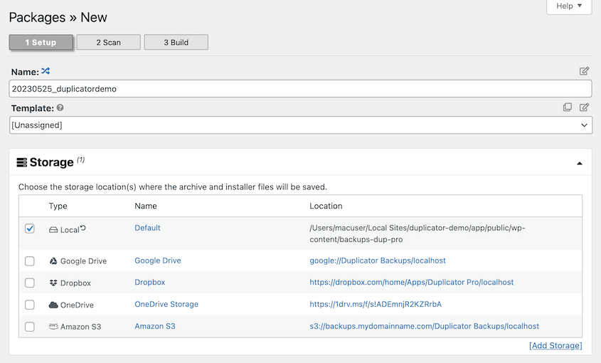 Duplicator backup