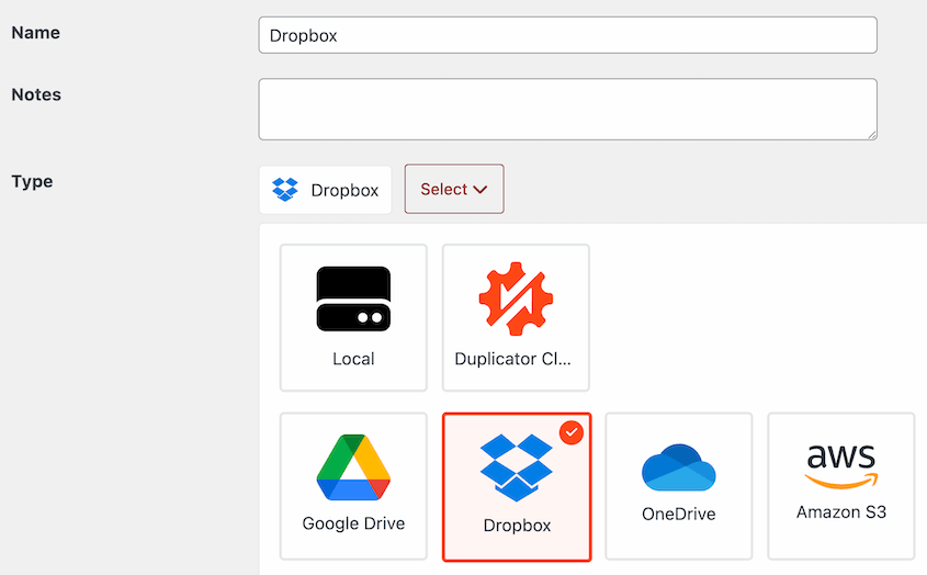 New Dropbox storage location