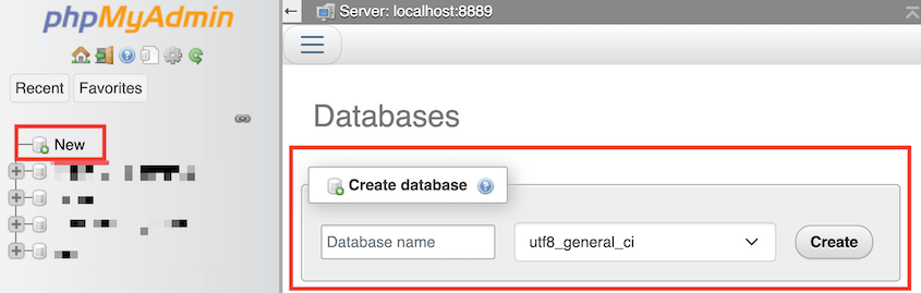 Create new local database