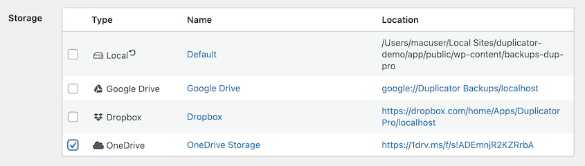 OneDrive automatic backup storage
