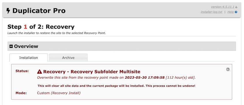 Recover broken Multisite