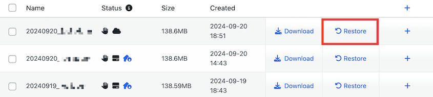 Restore cloud backup