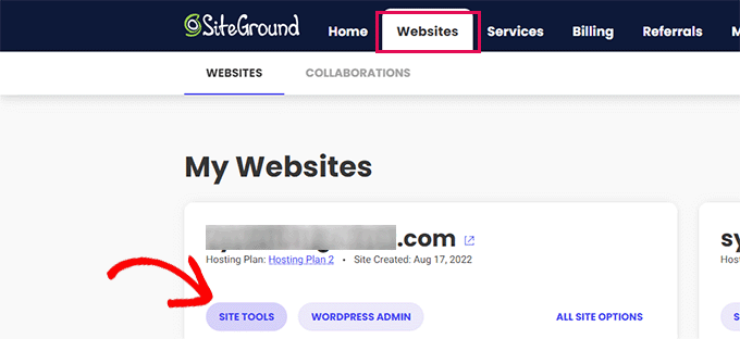 SiteGround site tools