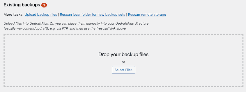 UpdraftPlus upload backup