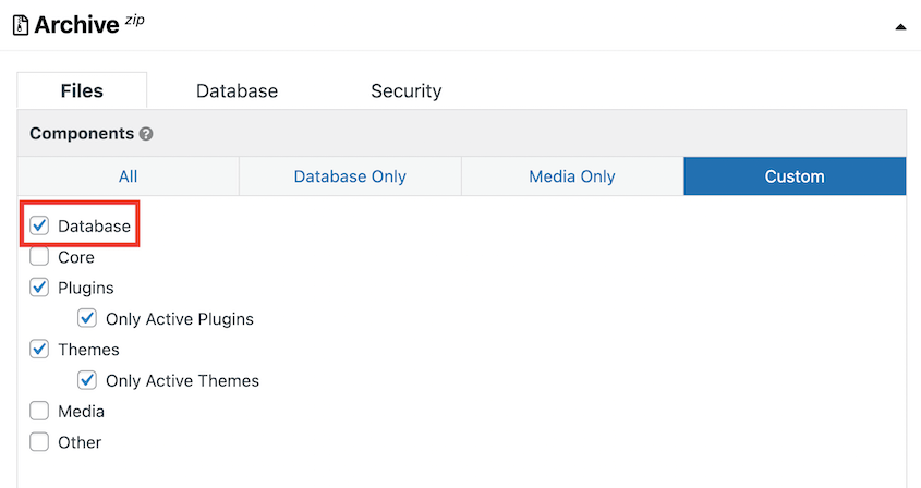 Back up WordPress database