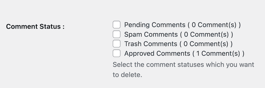 Bulk delete comments