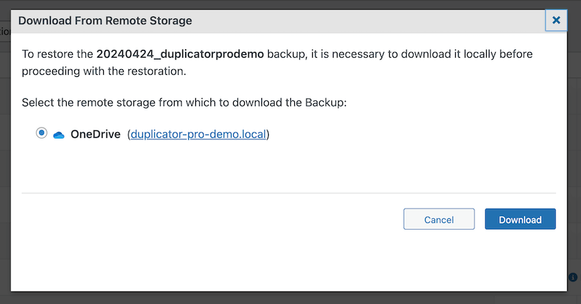 Download OneDrive backup