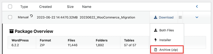 Download WooCommerce package