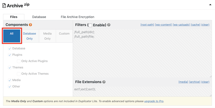 Duplicator Lite archive