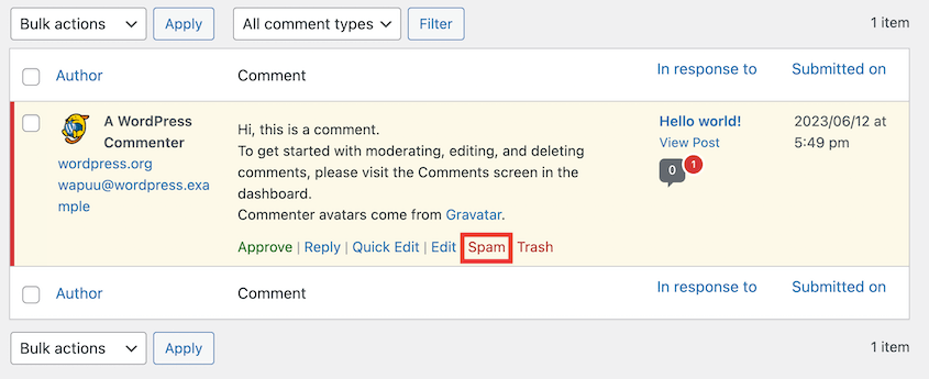 Manage WordPress comments