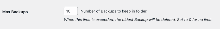 Duplicator max backups