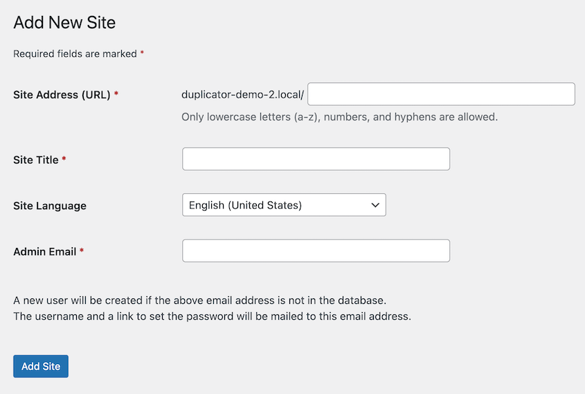 New network subsite info