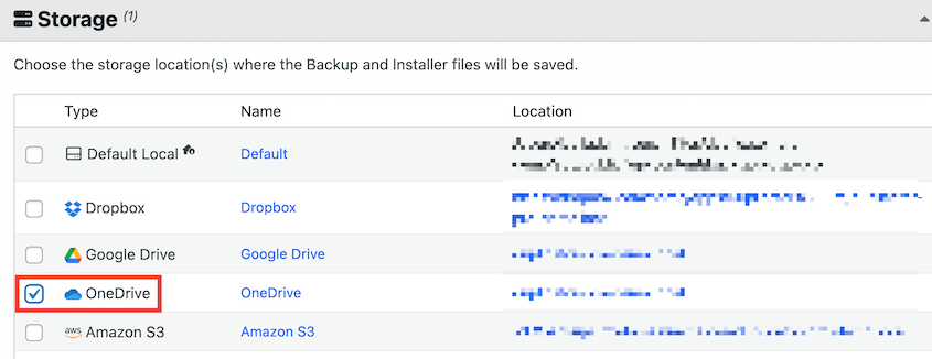 OneDrive backup