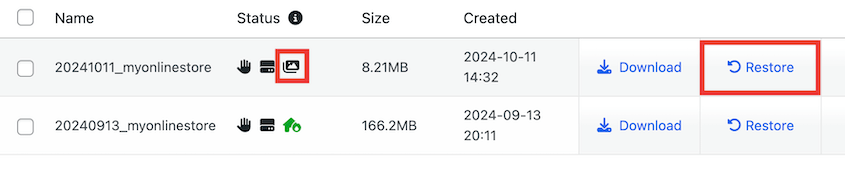 Restore media backup